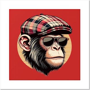 Monkey wearing newsboy hat and eyeglasses Posters and Art